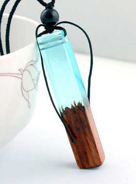 Vintage men'woman s fashionable wood resin necklace