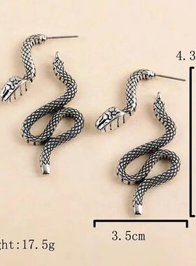 Dark Gothic Snake Stud Earrings For Men Women Goth Punk Pier