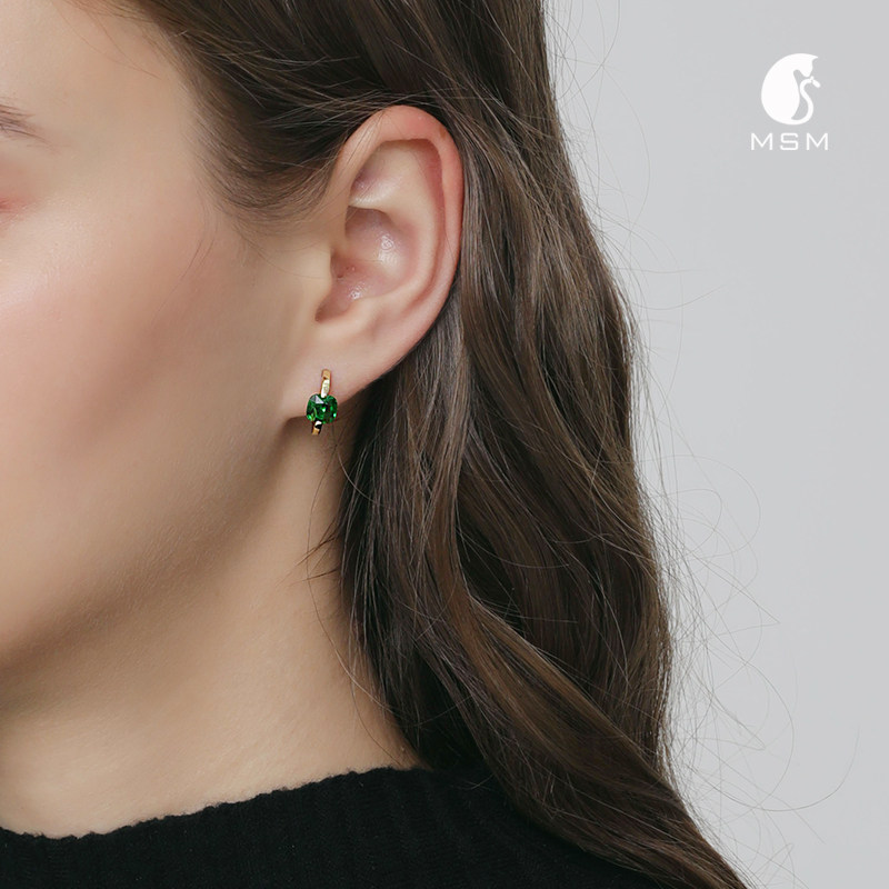 陌上猫祖母绿耳钉纯银耳圈新中式耳环轻奢高级感耳饰2024新款爆款,淘宝优惠券,粉丝福利购,淘宝优惠卷
