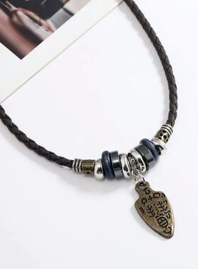 Men Women Leather Necklace Vintage Tribal Style Boho Hipppie