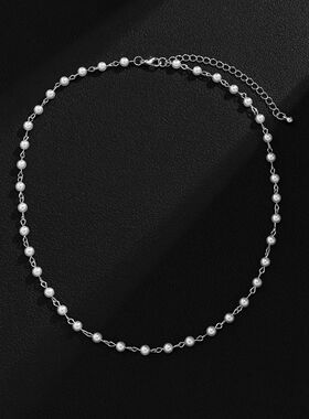 Small Imitation Pearl Beads Chain Short Choker Necklace for