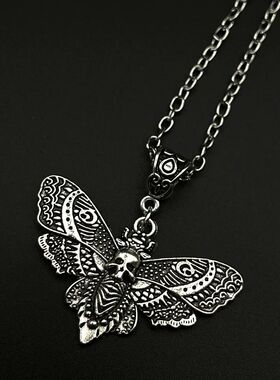1pcs Gothic Deaths Head Skull Moth Pendant Necklace Jeweller