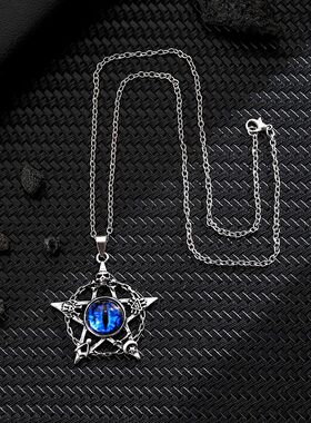 Punk Devil's Eye Pendant Necklace For Men And Women Round Pe