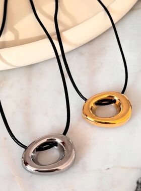 Miranda Stainless Steel Round Hollow Pendant Minimalist Neck