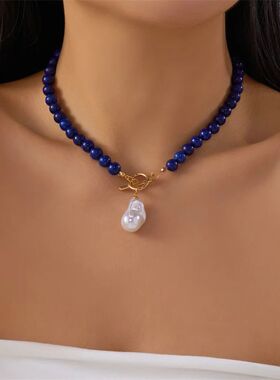 Vintage Imitation Pearl Choker Necklace for Women Glass Ston