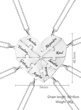 Personalized Charm Stainless Steel Pendant Name Jigsaw Heart