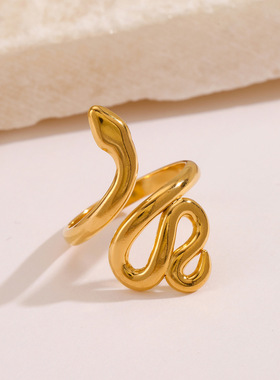 Stainless Steel Snake Ring Punk Hip Hop Style Zodiac Snake R