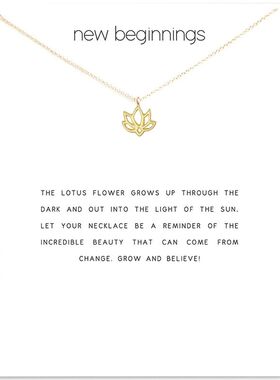 Minimalist Lotus Flower Alloy Charm Pendant Necklaces For Wo