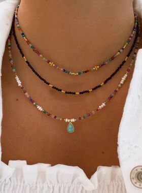 Vintage Color Bead Pearl Artificial Pearl Letter Pendant Cha