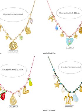 316L Stainless Steel Golden Sun Heart Ocean Multi-Pendant Ne