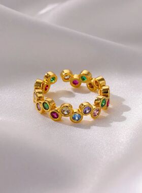 Pinky Zircon Ring for Women Stainless Steel Gold Color Ring