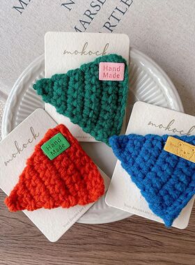 Knitted Triangle Flower Hair Clips Autumn Cute Baby Hairpin