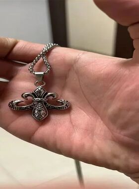 Vintage Cross Pendant Necklace Unisex Versatile Simple Long