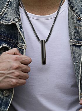 Respirator Necklace Stainless Steel Breathing Whistle Neckla