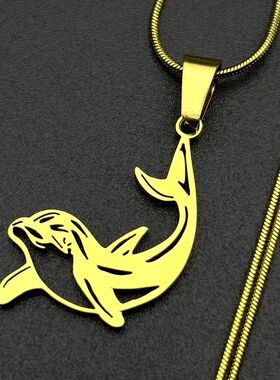 Jumping Dolphins Figure Chain For Women Men Stainless Steel