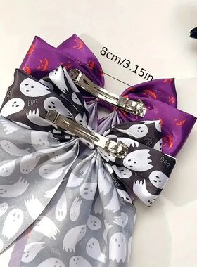 Halloween Bow Tie Hair Clip Fabric Print Christmas Party Hai