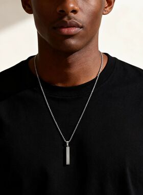 Waterproof Pillar Necklaces for Men Women,Stainless Steel Re