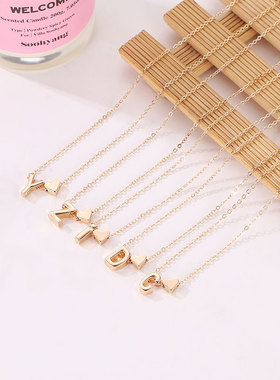 Love 26 English Letters Pendant Necklace Joker Heart Heart H