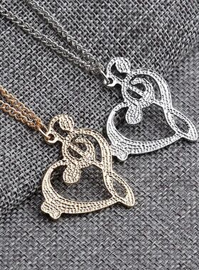 Music Note Heart Necklace of Treble and Bass Clef Women Infi