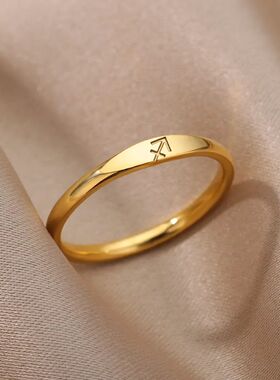 12 Constellations Zodiac Rings For Women Men Aesthetic Gold
