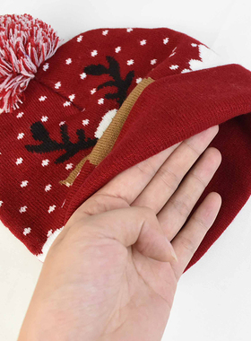 Christmas Hats Sweater Santa Elk Knitted Beanie Hat With LED