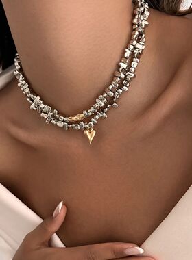 Retro Simple Heart shaped Pendant Necklace 2025 Multi layer