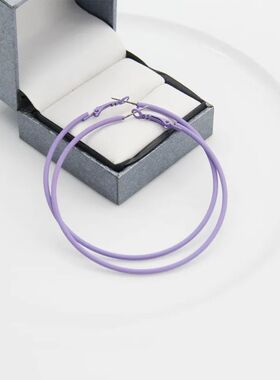 FISHPEACH Trendy 70mm Large Hoop Earrings Neon Color Painted