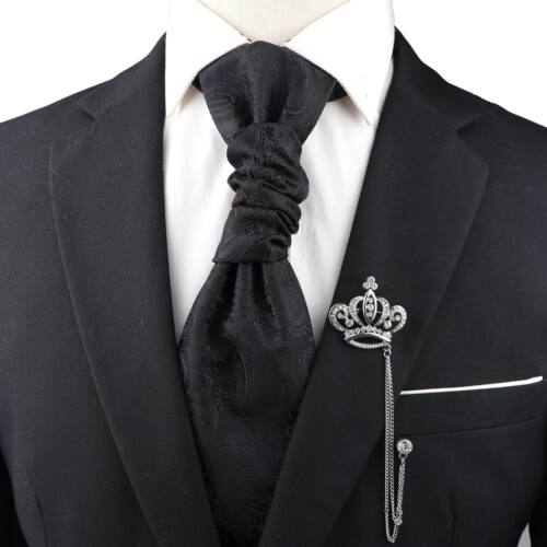 Golden Men Women Tassel Chain Lapel Pin Brooch Wings Crown S - 图1