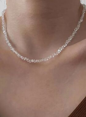 Mulit-cut Glass Crystal Irregular Beaded Choker Necklace for