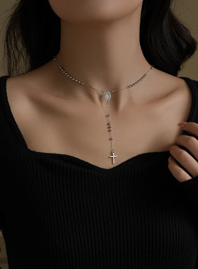 Ball Necklace Pendant Titanium Steel Madonna Cross Stainless