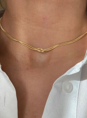 eManco Gold Color Stainless Steel Chain Minimalist Style Kno