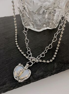 Y2K Accessories Fashion Peach Heart Water Drop Pendant Neckl