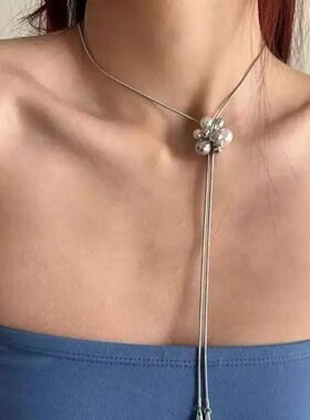 White Ggray Flower Pearl Earrings Necklace High-end Accessor