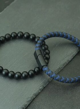 Noter 2Pcs Bracelets Exclusifs Pour Hommes 8mm Onyx Stone St