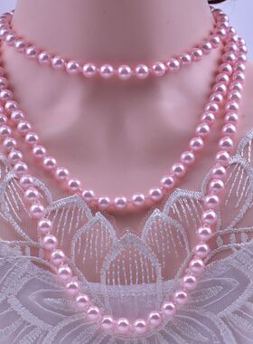 8mm Glass Imitation Pearl Knot Necklace 1 Meter 5 Long Sweat