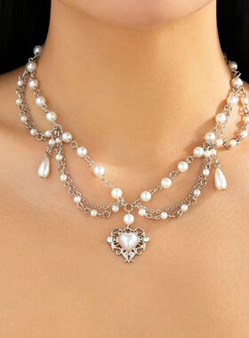 SHIXIN Luxury Multilayer Imitation Pearl Choker Necklace for