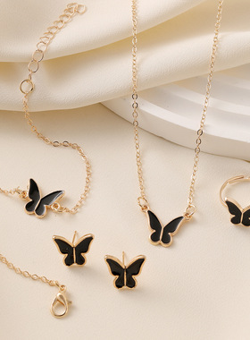 White Butterfly Drop Glaze Necklace Exquisite Simple Versati