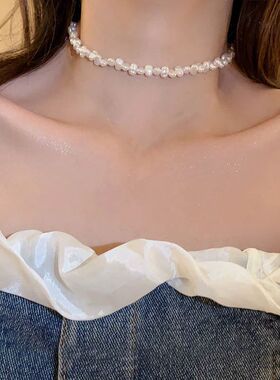 Simple Imitation Pearl Necklace Adjustable Elegant Irregular