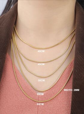 Skyrim Stainless Steel Gold Color Round Snake Chain Necklace