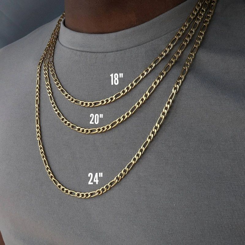 Classic Figaro Chain Necklace Men Stainless Steel  Long Neck - 图1