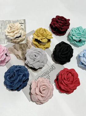 French Fabric Rose Flower Hair Claw Clips For Women Girls Ha