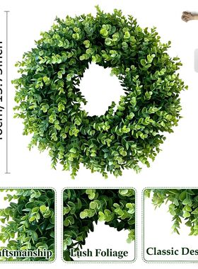 40cm Artificial Eucalyptus Wreaths Spring Summer Round Faux