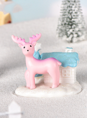 微景观现代树脂工艺品可爱卡通四季动物春夏秋冬猫熊兔鹿饰品摆件