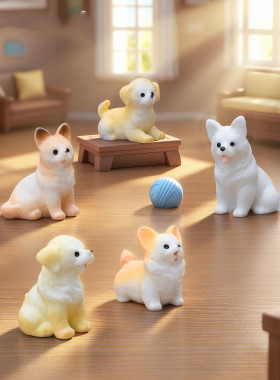 微景观创意可爱金毛小狗公仔萌粒 娃娃屋DIY装饰品迷你桌面小摆件