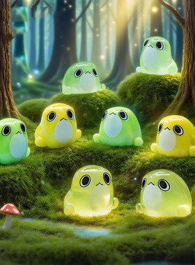 微景观树脂工艺品创意夜光胖墩墩青蛙萌粒公仔 DIY装饰品迷你摆件