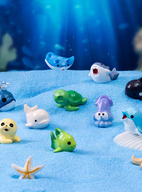微景观简约现代创意海豚海狮海洋动物萌粒海洋造景 DIY装饰品摆件