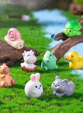 微景观树脂工艺品可爱迷你小猪小猫动物DIY装饰配件迷你车载摆件