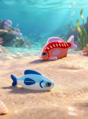 微景观简约创意卡通秋刀鱼鱼缸造景 DIY装饰品迷你桌面树脂小摆件