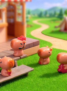 微景观简约创意可爱外卖水豚卡皮巴拉 DIY装饰品迷你桌面树脂摆件