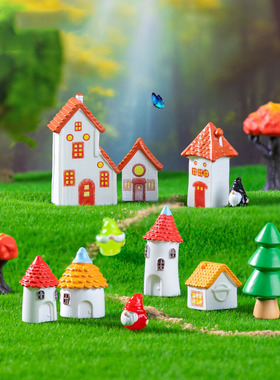 微景观树脂工艺品创意欧式复古乡村小房子园艺造景 DIY装饰品摆件